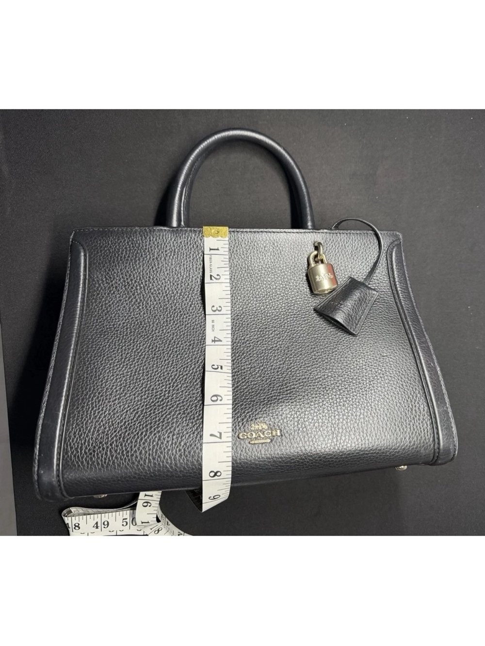 Coach Borough Bag Black Gold Logo Pre-Owned Excellent Conditions - Picture 3 of 5